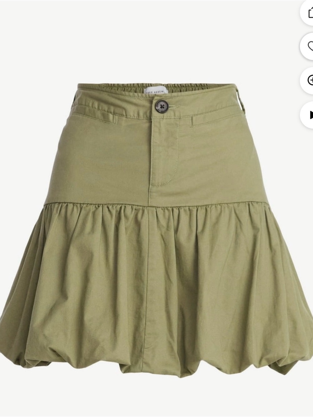 Olive Tiered Bubble-Hem Skirt